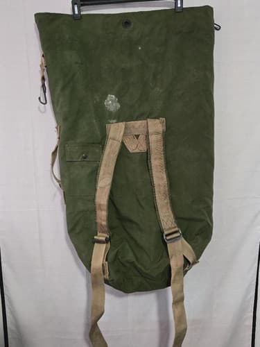 US Military Duffle Bag OD Green Nylon Sea Bag Carry Straps Army Duffel USGI - Thumbnail 2