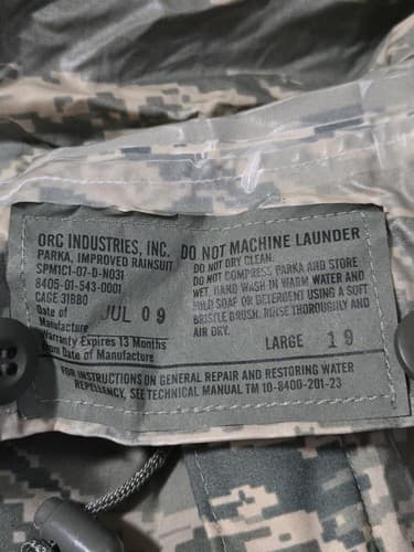 Large - Parka Improved Rainsuit Jacket ABU Camouflage NSN:8405-01-543-0001 #F96f - Thumbnail 5