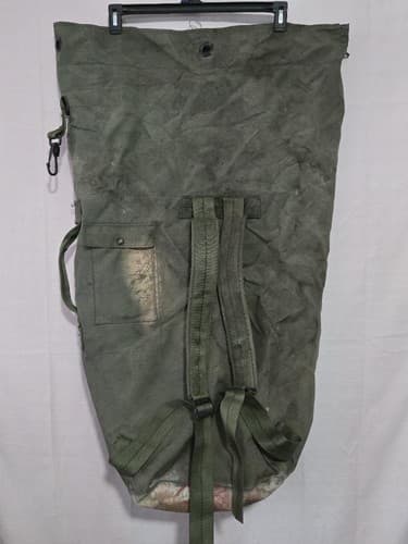 US Military Duffle Bag OD Green Nylon Sea Bag Carry Straps Army Duffel USGI - Thumbnail 2