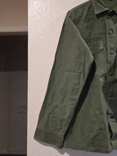VTG 1971 Vietnam US Army OG-107 Sateen Shirt 14 1/2 X33 NSN:8405-781-8946 #K79k - Thumbnail 2