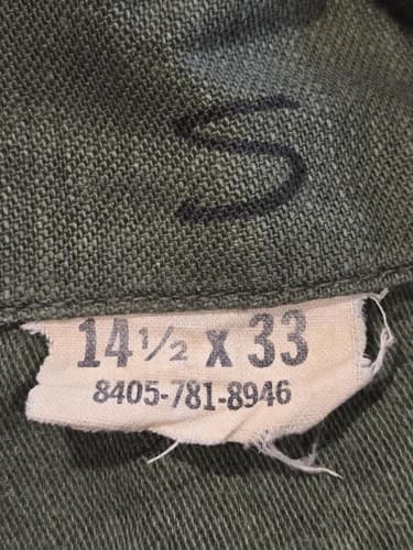 VTG 1971 Vietnam US Army OG-107 Sateen Shirt 14 1/2 X33 NSN:8405-781-8946 #K79k - Thumbnail 9