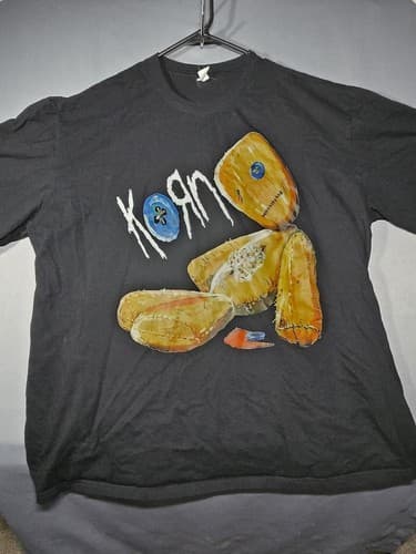 Korn Men's Black Short Sleeve Graphic Band T-Shirt Nu Metal Logo Size 3XL #S22k