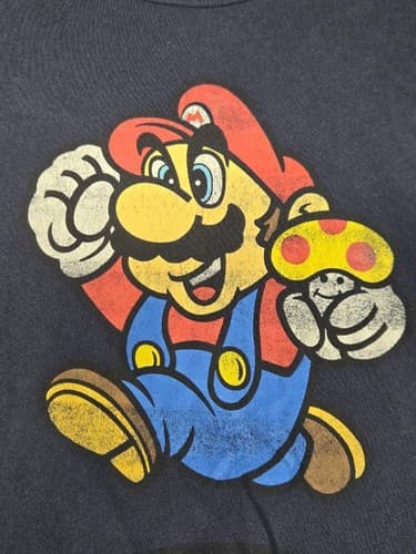 Nintendo Super Mario Bros Graphic T-Shirt Men's Medium Blue Short Sleeve #S24m - Thumbnail 2