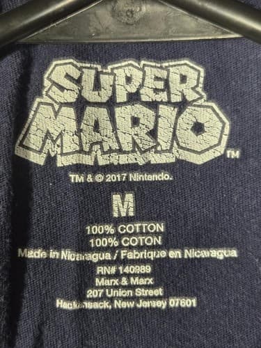 Nintendo Super Mario Bros Graphic T-Shirt Men's Medium Blue Short Sleeve #S24m - Thumbnail 4