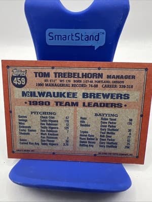 1991 Topps - Team Leaders Tom Trebelhorn #459 B* Before Copyright Symbol (15) - Thumbnail 3