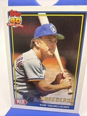 1991 Topps - Team Leaders Tom Trebelhorn #459 B* Before Copyright Symbol (15) - Thumbnail 2