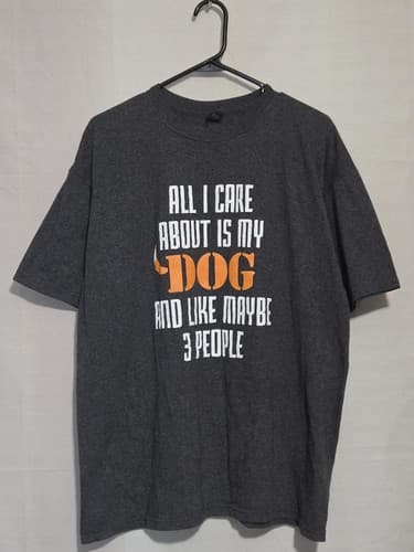 M&O Gold Dog Graphic T-Shirt Mens XL Black “All I Care About is My Dog” VGC - Thumbnail 2