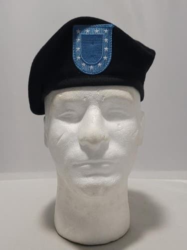 Garrison Army Black Wool Beret Size: (6 7/8) NSN: 100-01-B-2002 #C28c