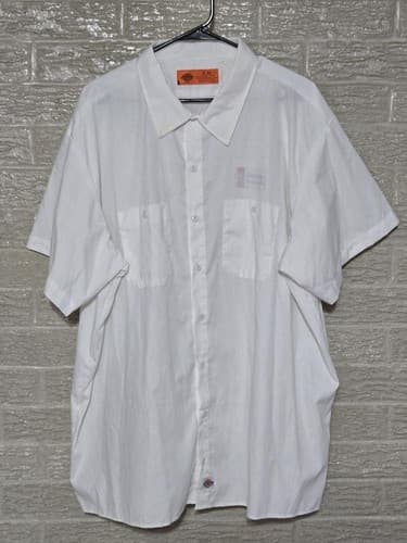 4XL - Dickies Shirt Short Sleeve Pockets White Workwear Button Up #I13i