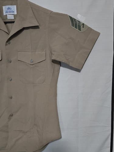 USMC Men's Khaki Service Shirt Short Sleeve Size 15 USGI 8405-01-515-8973 #Q55q - Thumbnail 3