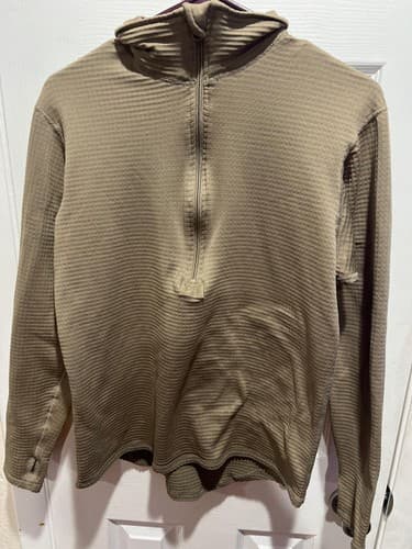 USGI Polartec ECWCS Waffle Grid Thermal Top Coyote Brown 1/2 Zip Thumbholes Unk