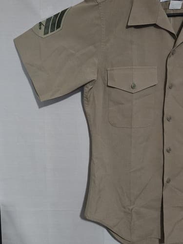 USMC Men's Khaki Service Shirt Short Sleeve Size 15 USGI 8405-01-515-8973 #Q55q - Thumbnail 2