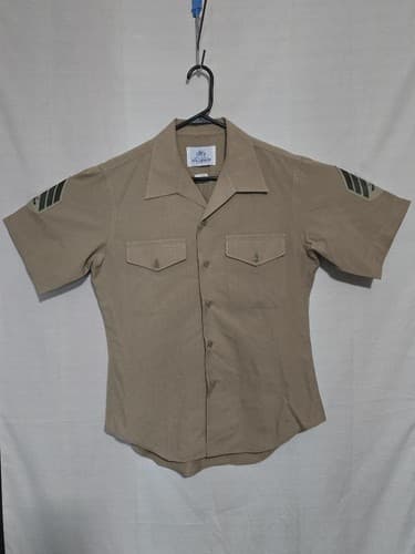 USGI Men's Khaki Service Shirt Short Sleeve Size 16 DSCP 8405-01-515-8976 #Q56q