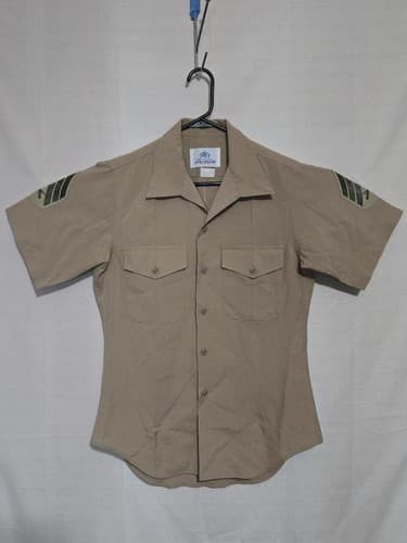 USMC Men's Khaki Service Shirt Short Sleeve Size 15 USGI 8405-01-515-8973 #Q55q