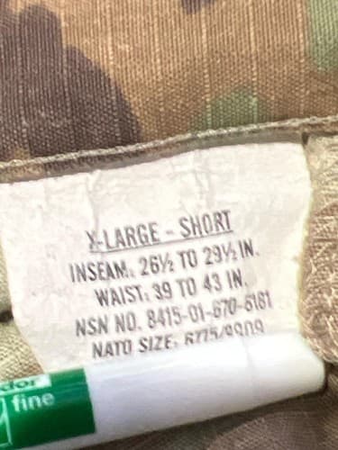 US Army IHWCU OCP Combat Trousers X-Large Short Scorpion W2 Pants #G56h - Thumbnail 12