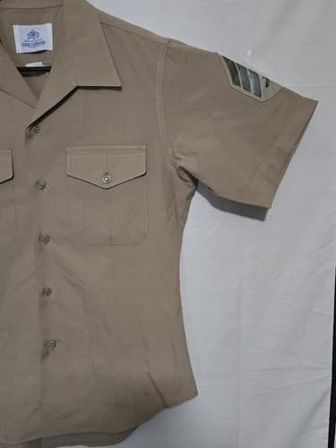 USGI Men's Khaki Service Shirt Short Sleeve Size 16 DSCP 8405-01-515-8976 #Q56q - Thumbnail 3
