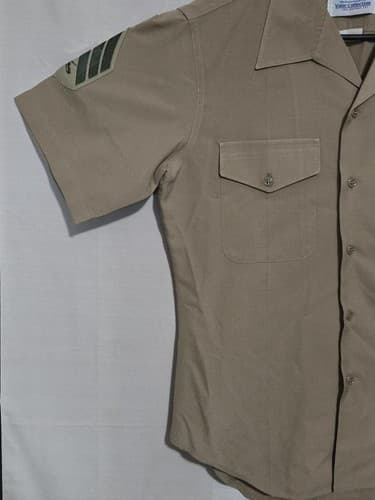 USGI Men's Khaki Service Shirt Short Sleeve Size 16 DSCP 8405-01-515-8976 #Q56q - Thumbnail 2