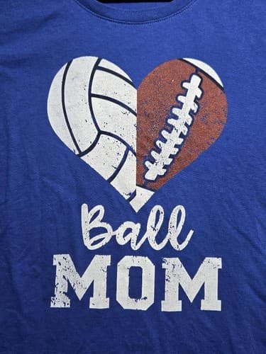 Port & Company Ladies Size Large FootBall Mom Graphic Short Sleeve T-Shirt #G45 - Thumbnail 5
