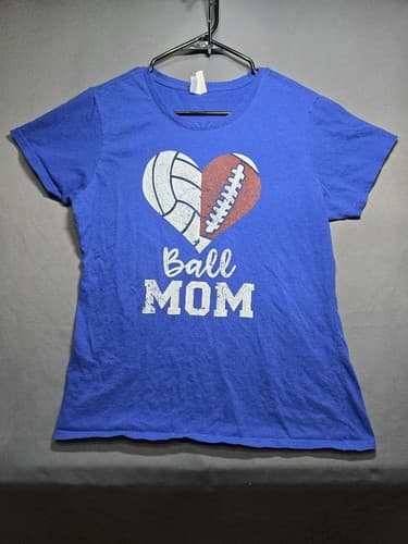 Port & Company Ladies Size Large FootBall Mom Graphic Short Sleeve T-Shirt #G45 - Thumbnail 2