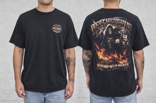 XX-Large 7.62 Design Graphic T-Shirt Black Short Sleeve Skull Reaper Biker Tee