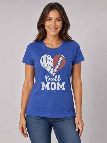 Port & Company Ladies Size Large FootBall Mom Graphic Short Sleeve T-Shirt #G45