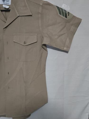 USMC Men's Khaki Service Shirt Short Sleeve Sz 15.5 USGI 8405-01-515-8974 #Q54q - Thumbnail 3