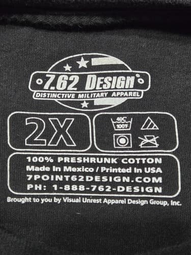 XX-Large 7.62 Design Graphic T-Shirt Black Short Sleeve Skull Reaper Biker Tee - Thumbnail 4