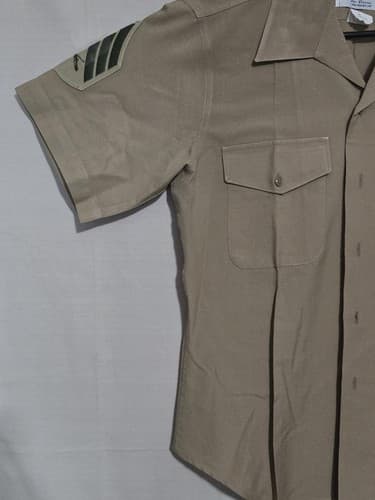 USMC Men's Khaki Service Shirt Short Sleeve Sz 15.5 USGI 8405-01-515-8974 #Q54q - Thumbnail 2