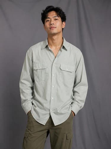 Genuine US Military DSCP Light Green Long Sleeve Dress Shirt 16 1/2 x 34 #39v