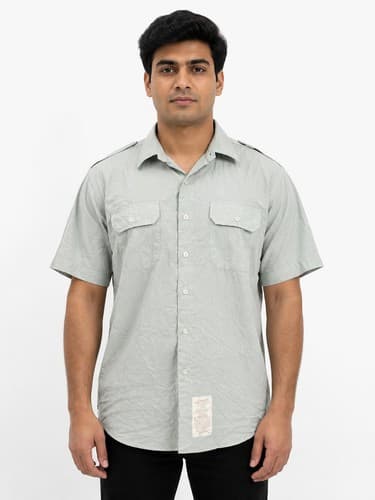 US Military DSCP Light Green Short Sleeve Uniform Dress Shirt Size 16 1/2 #38v