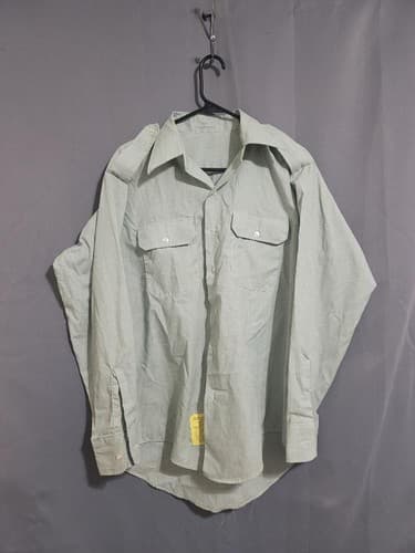 Genuine US Military DSCP Light Green Long Sleeve Dress Shirt 16 1/2 x 34 #39v - Thumbnail 2