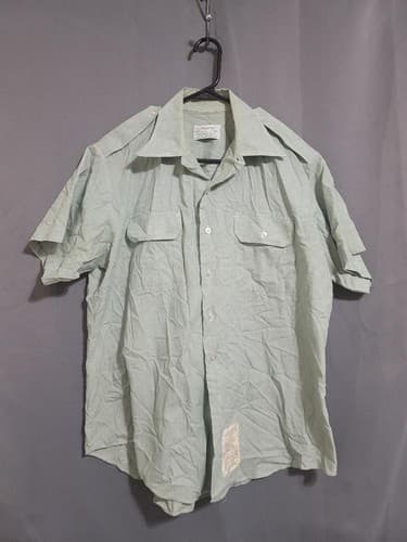 US Military DSCP Light Green Short Sleeve Uniform Dress Shirt Size 16 1/2 #38v - Thumbnail 2