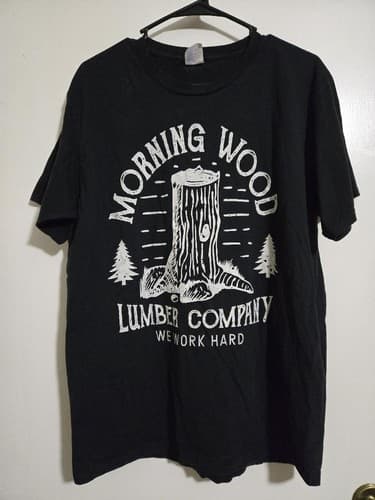 Large - Port & Company Morning wood T -Shirt Short Sleeve #H14h