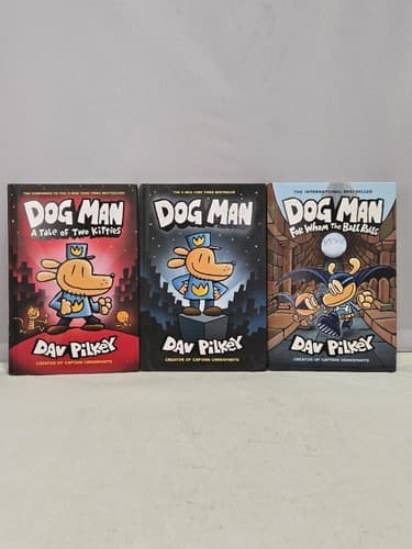 Dog Man 3 Book Lot Dav Pilkey Tale of Two Kitties Ball Rolls