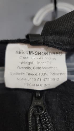 Polartec Fleece Black Overall Bibs Pants Medium-Short/Reg #40o - Thumbnail 2