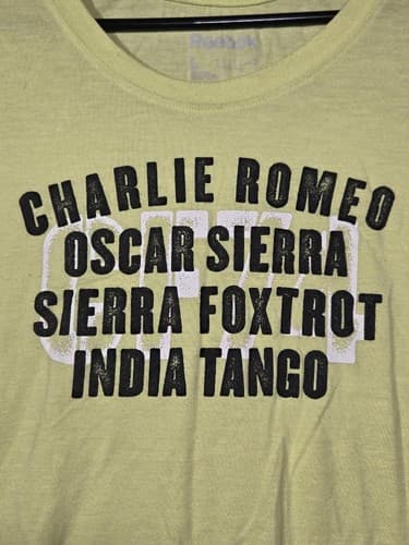 Reebok CrossFit "C.R.O.S.S.F.I.T." Yellow Graphic T-Shirt Women's Sz Large #G70g - Thumbnail 3