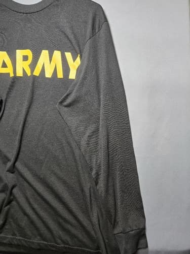 US Army Issue APFU Men's Size Medium Black Gold Long Sleeve PT Shirt #T34h - Thumbnail 4
