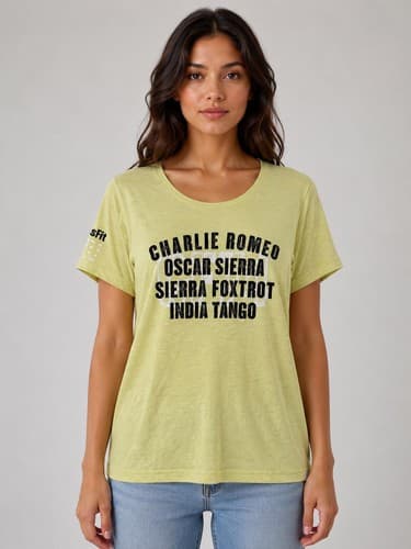 Reebok CrossFit "C.R.O.S.S.F.I.T." Yellow Graphic T-Shirt Women's Sz Large #G70g