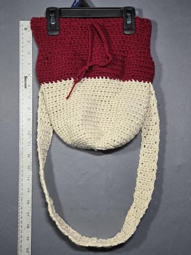 Handmade Boho Crochet Crossbody Shoulder Bag Cream Cotton Knit Festival Purse - Thumbnail 3