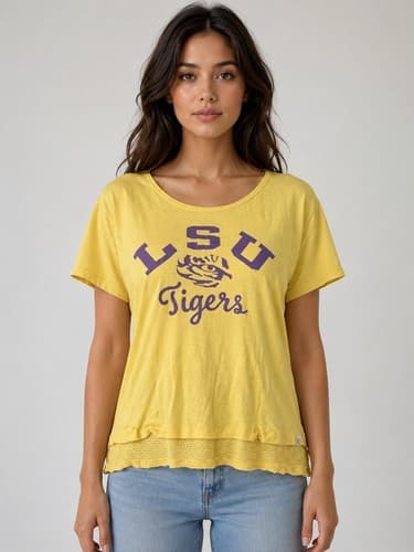 LSU Tigers Women's Yellow Graphic T-Shirt Size Medium Gameday Apparel #G77g