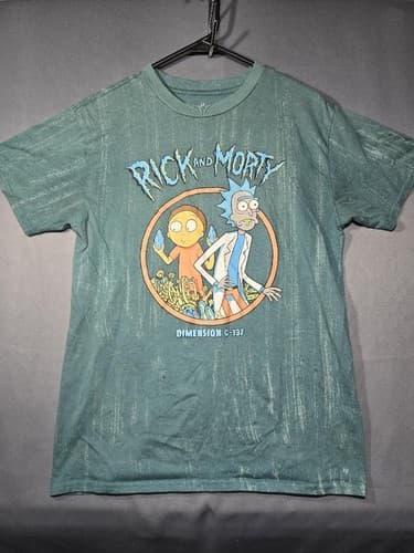 Rick and Morty Dimension C-137 Green Graphic T-Shirt Adult Size Medium #G63g - Thumbnail 2