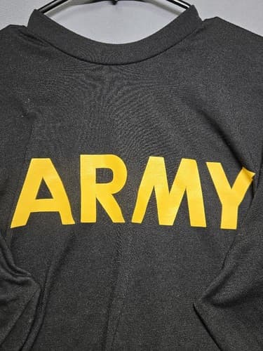 US Army Issue APFU Men's Size Medium Black Gold Long Sleeve PT Shirt #T34h - Thumbnail 5