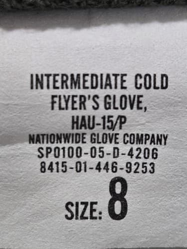 Cold Flyer's Gloves Size: (8) Intermediate NSN 8415-01-446-9253 #D35d - Thumbnail 3