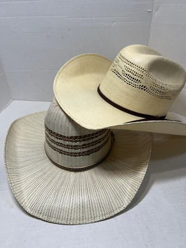 2 Western Straw Cowboy Hats Lot – Resistol 7 1/4 + Cavender’s Ventilated