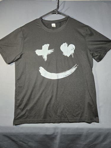 Smiley Face Men's Black Short Sleeve Graphic T-Shirt Size Small #S102s
