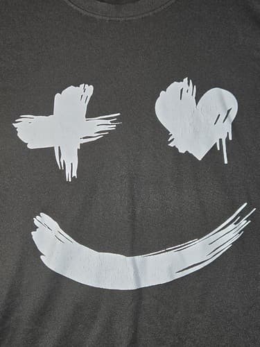Smiley Face Men's Black Short Sleeve Graphic T-Shirt Size Small #S102s - Thumbnail 2