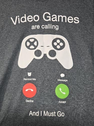 Funny Gamer Graphic T-Shirt Video Games Are Calling Men's Size Small Black - Thumbnail 2