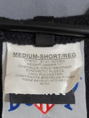 USGI Polartec black fleece coveralls Medium-Short/Regular nsn 8415014726912 #78r - Thumbnail 2