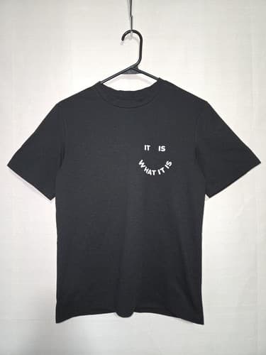 Tonfent Good Vibes Smiley Face T-Shirt XS Black Short Sleeve Graphic Tee VGC