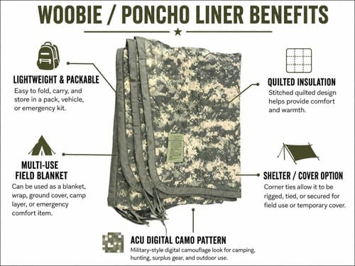 USGI ACU Digital Wet Weather Poncho Liner Woobie Blanket Military Issue very - Thumbnail 2